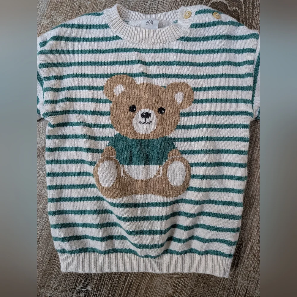 H&M + Cat & Jack Baby Teddy Bear Neutral Sweaters 100% Cotton Size 12 Months